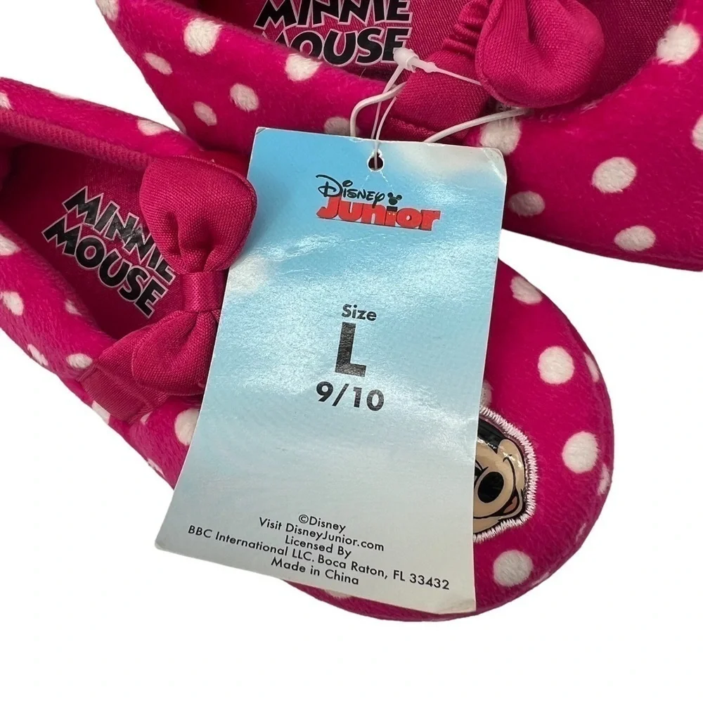 NWT Disney Minnie Mouse Red Polka Dot Slippers Size Large Toddler Girl